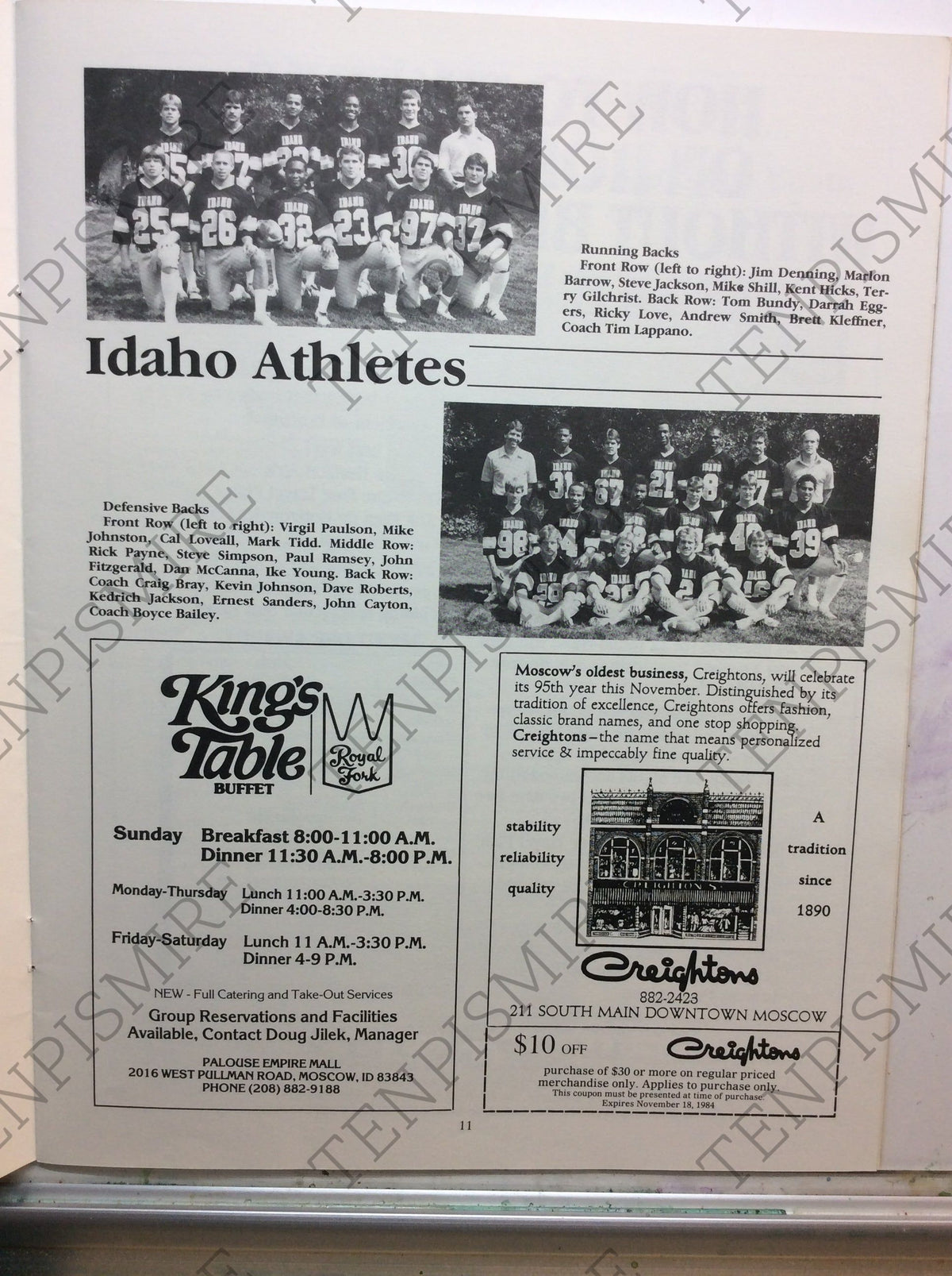 Idaho vs Oregon State Football Program 1984