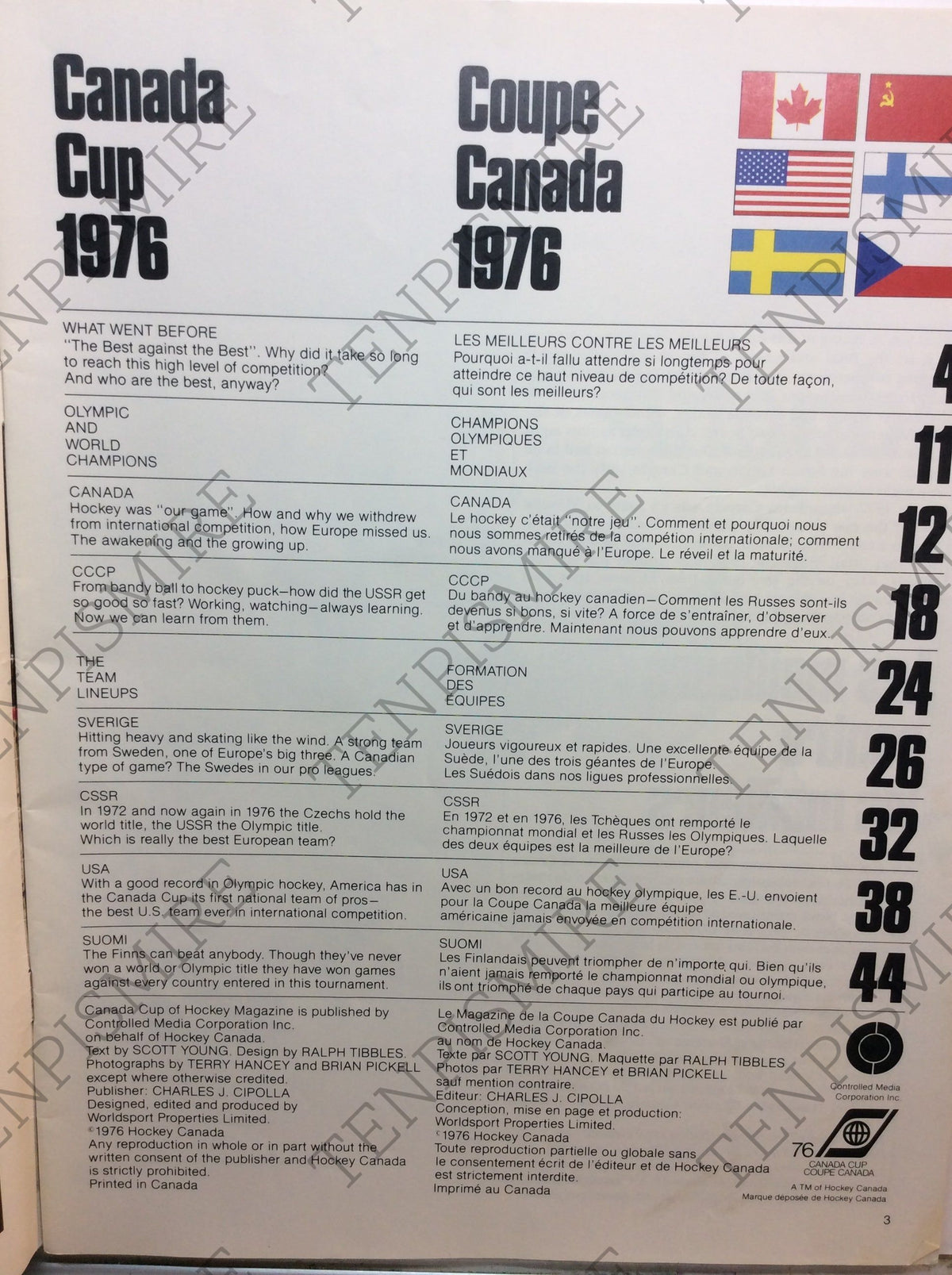 Canada Cup 1976 Hockey Program