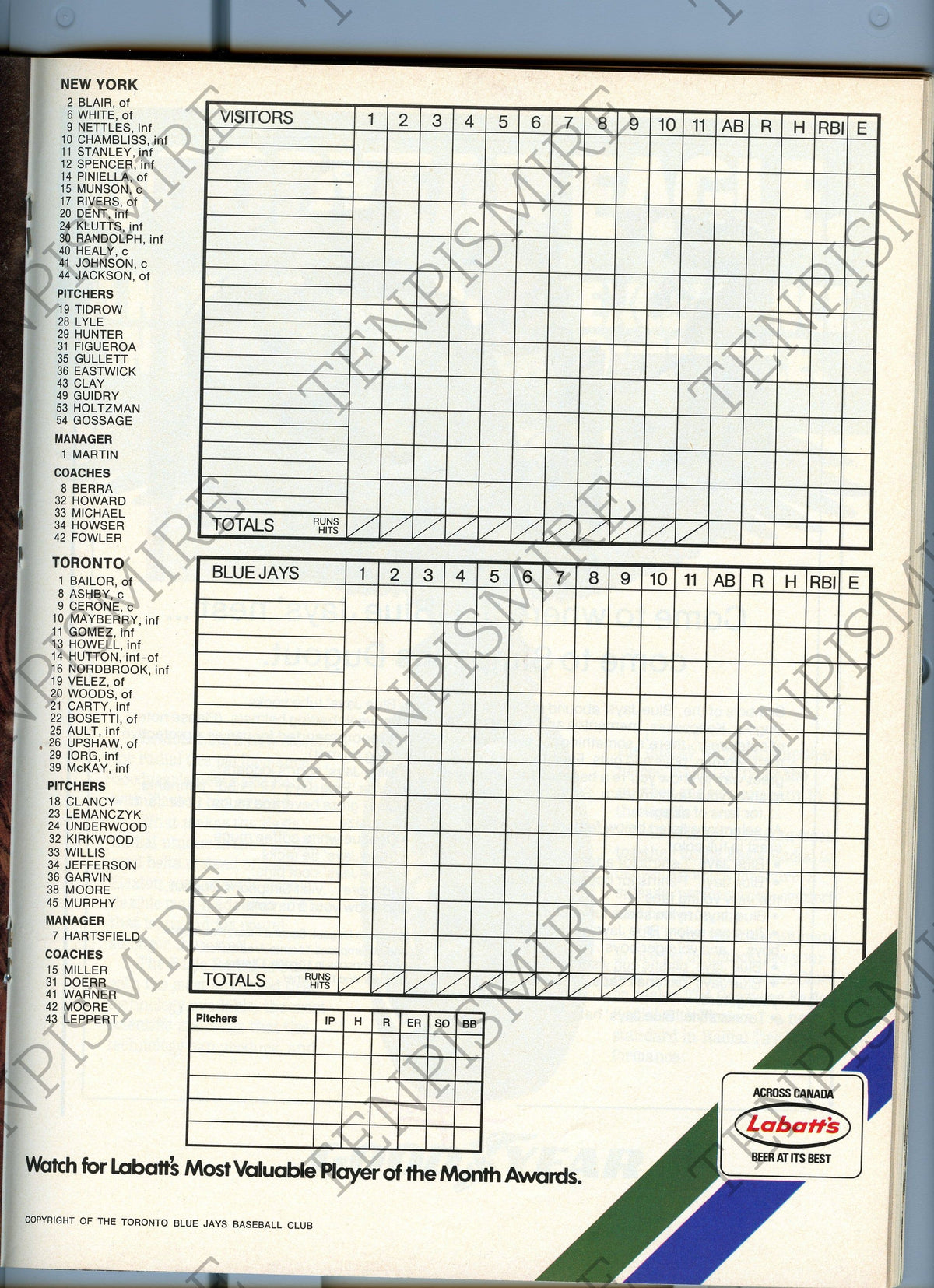 1978 Toronto Blue Jays Program vs New York Yankees Vol.2, No. 4