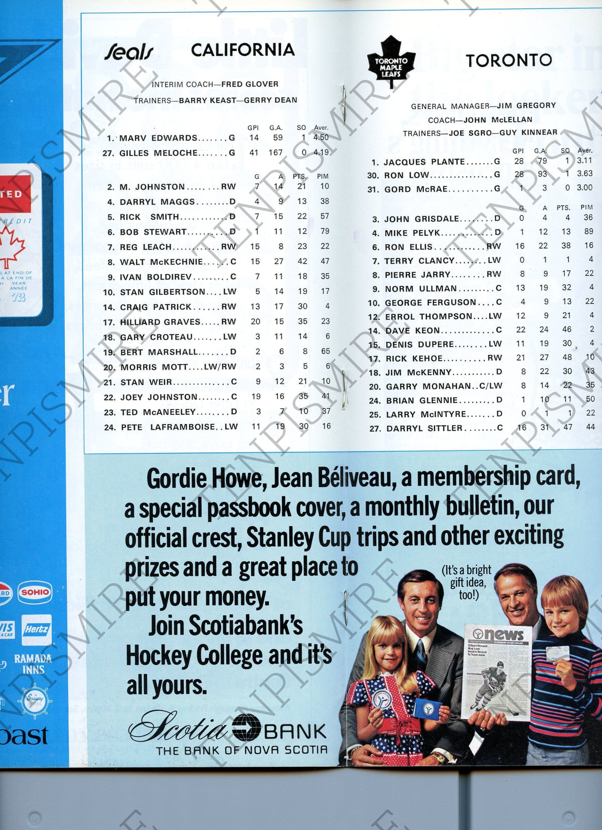 Maple Leaf Gardens - California vs Toronto inserts