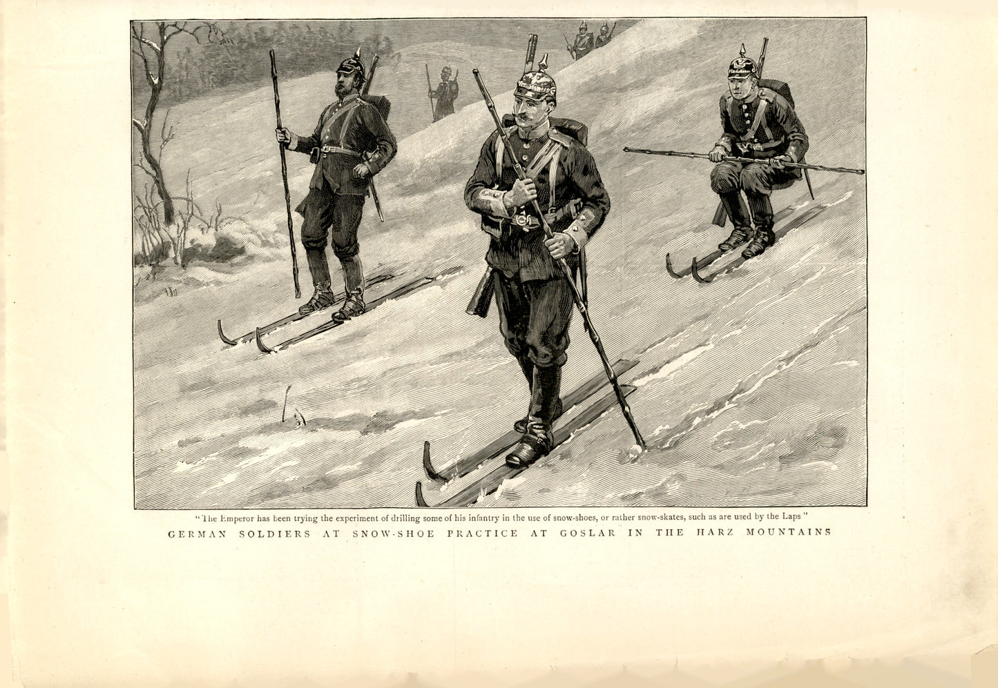 German Military Snow-Shoe Manoeuvres Near Goslar, Harz Mountains — The Graphic, 2 April 1892