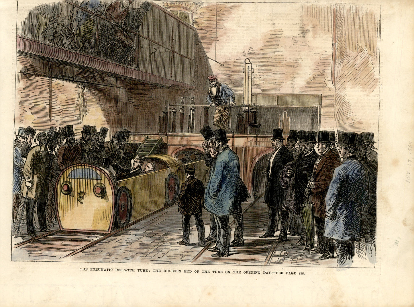 The Pneumatic Despatch Tube: The Holborn End of the Tube on the Opening Day