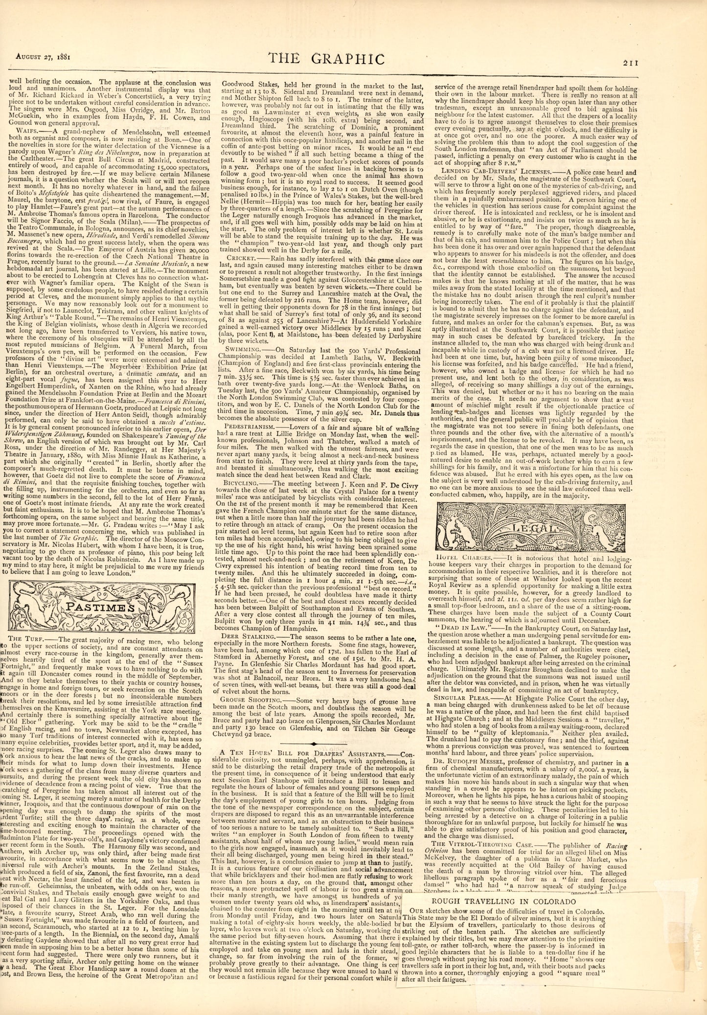 Rough Travelling in Colorado — The Graphic, 27 August 1881