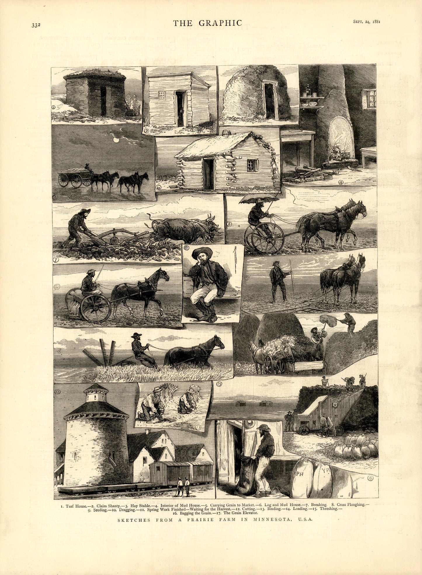 Sketches from a Prairie Farm in Minnesota, USA — The Graphic, 24 September 1881
