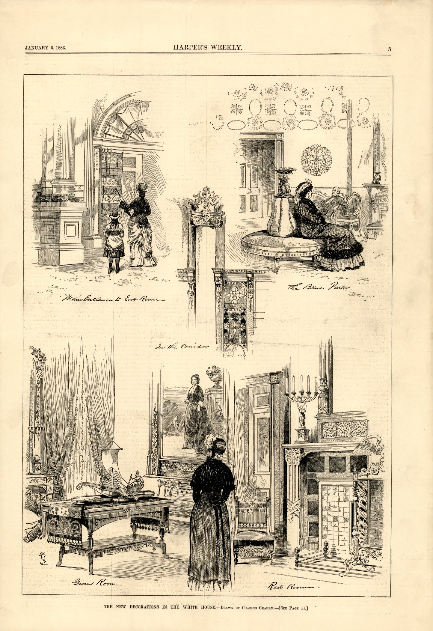 The White House Interiors: Tiffany's Aesthetic Movement Redesign for President Arthur — Harper's Weekly, 6 January 1883