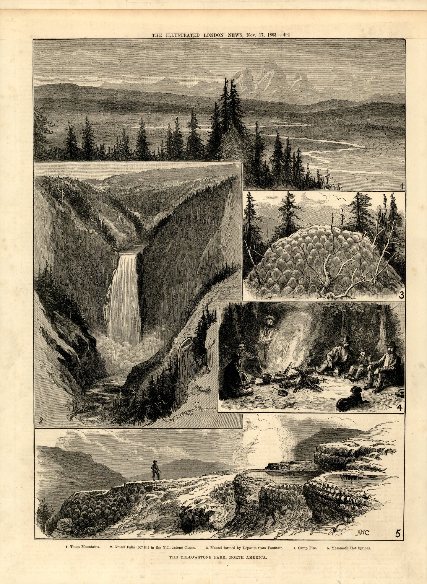 Sketches in the Yellowstone Park of North America — Alfred W. Cooper, The Illustrated London News, 17 November 1883