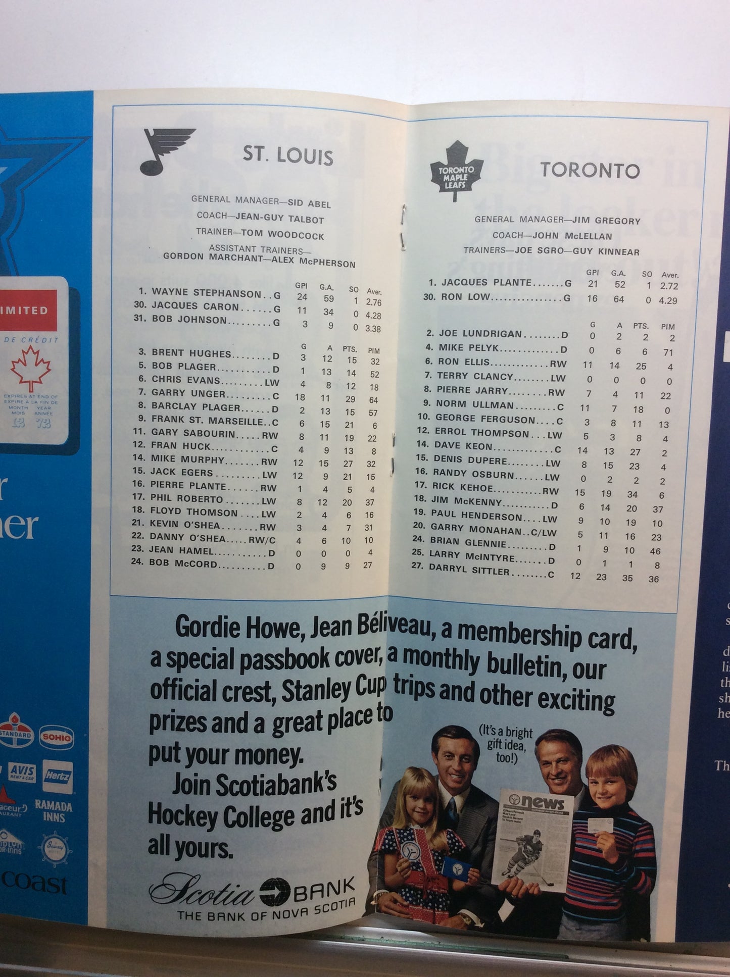 Maple Leaf Gardens Sports Magazine - Toronto Maple Leafs vs St. Louis Blues - November 4, 1972