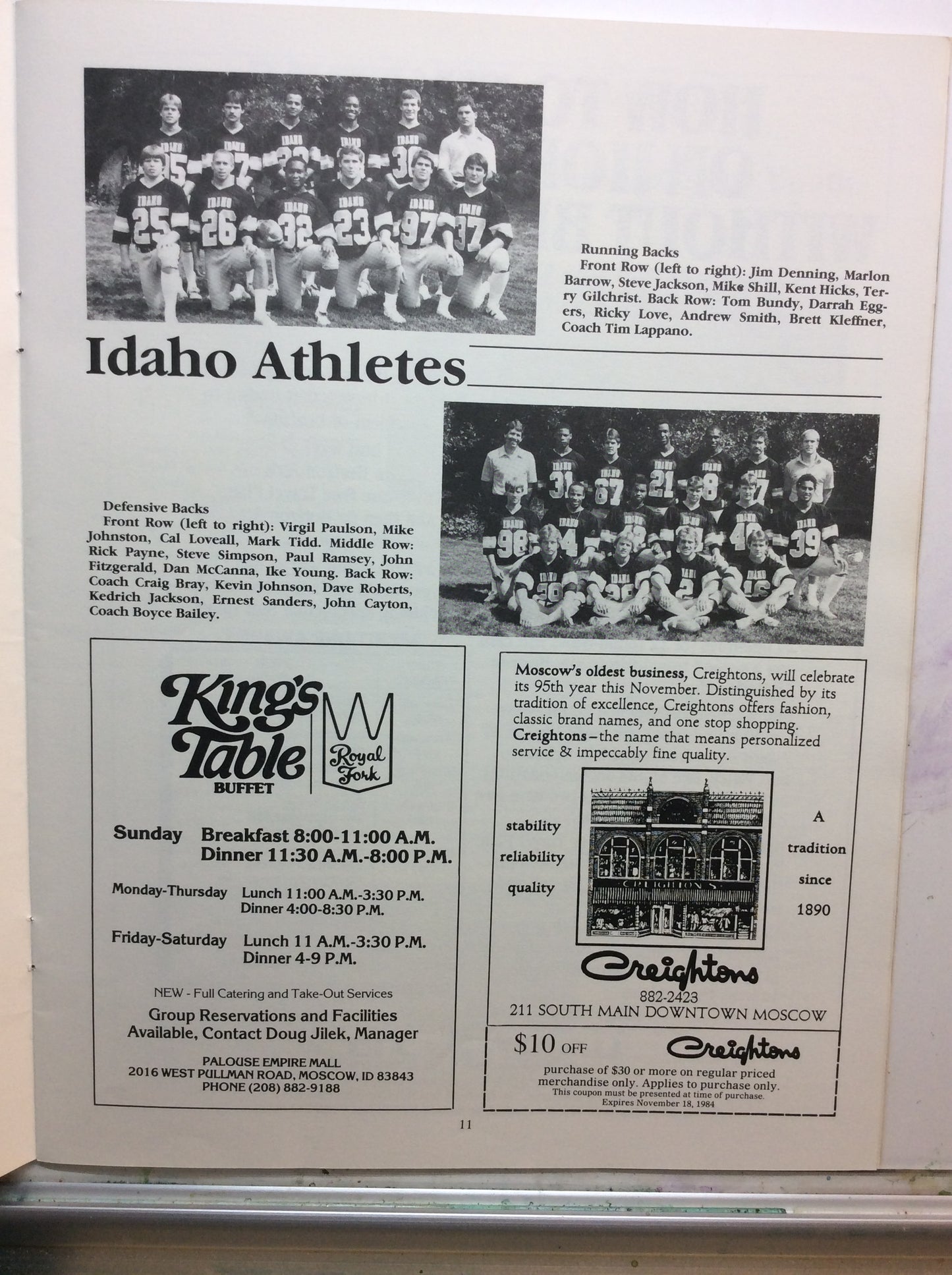 Idaho vs Oregon State Football Program 1984