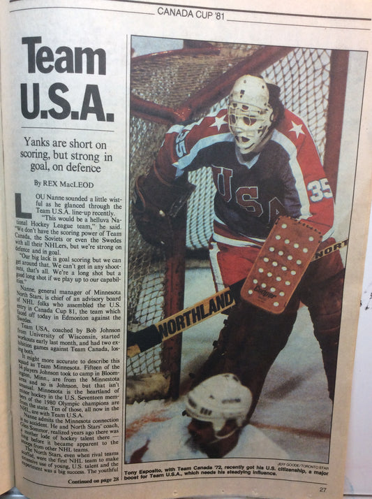 Canada Cup '81 - Toronto Star