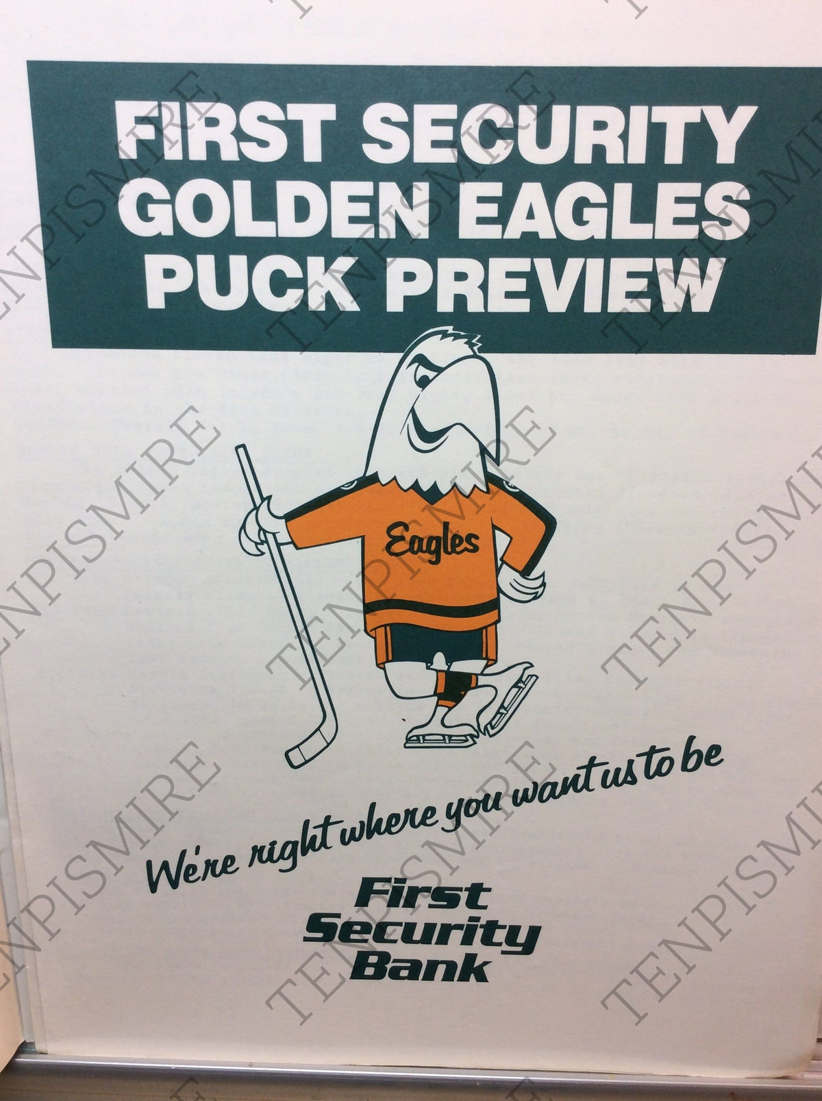 Salt Lake Golden Eagles Score Magazine 1984