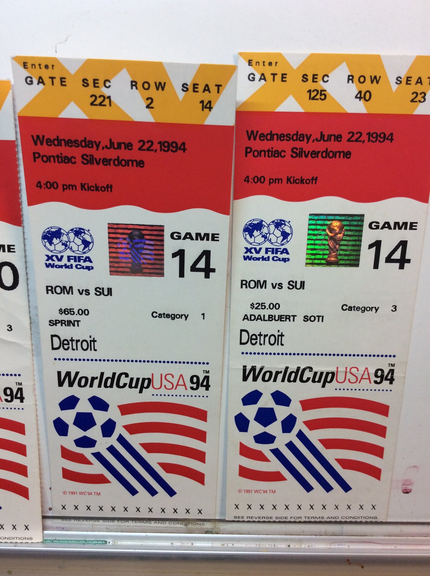 World Cup 1994 Program and ticket stubs