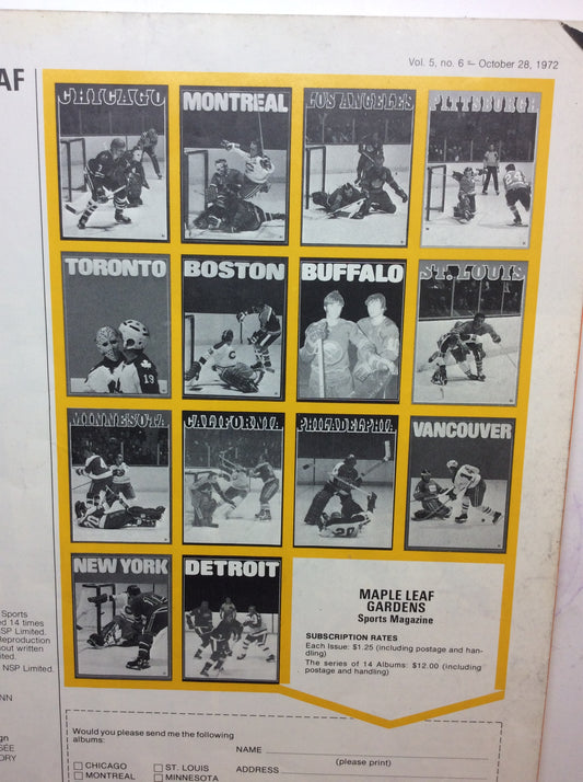 Maple Leaf Gardens Sports Magazine Boston 1972